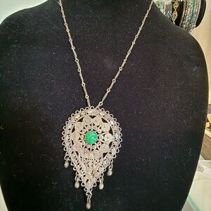 Vintage silver ornate necklace/ brooch